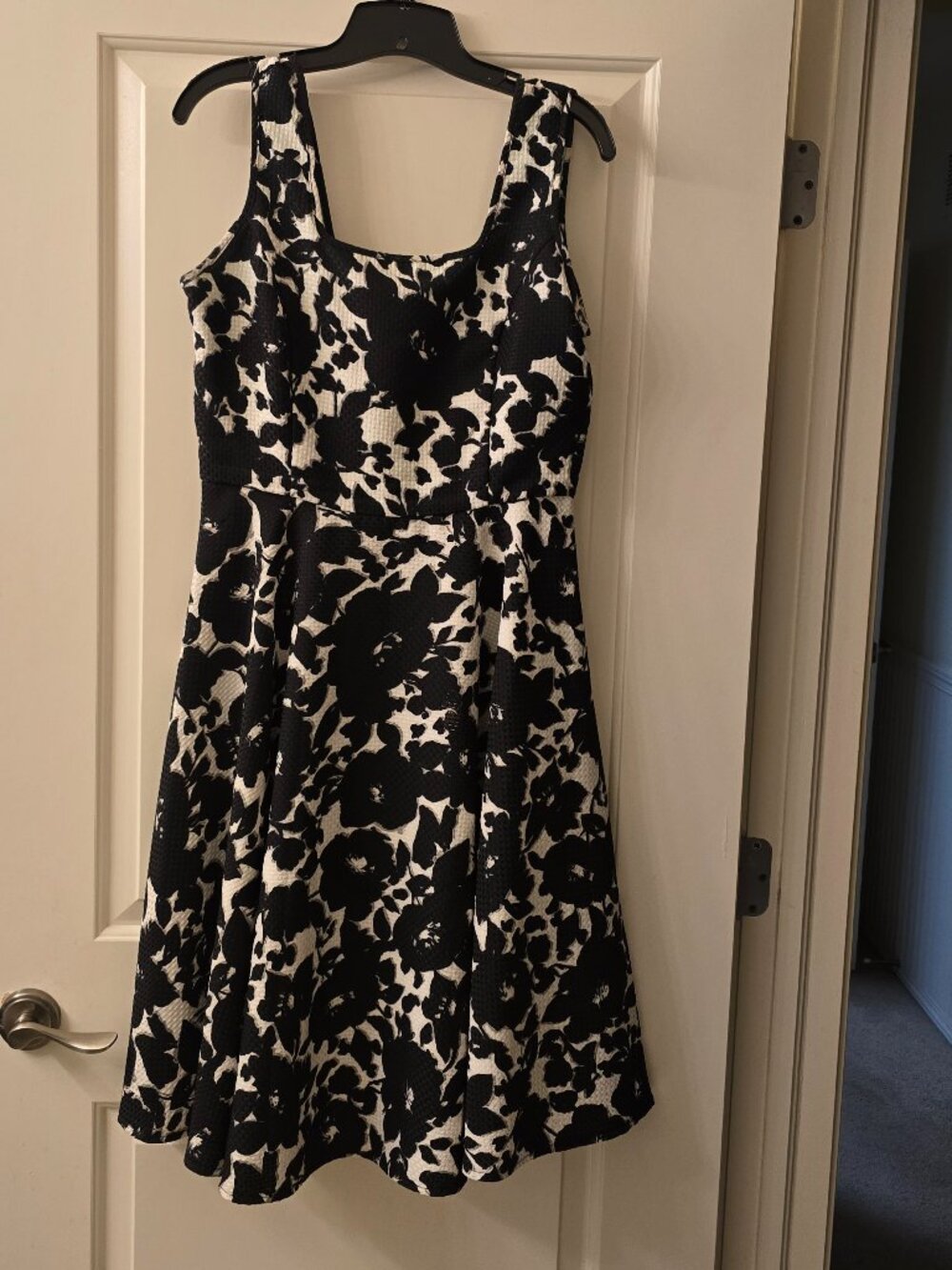 Black and White floral fit and flare dress